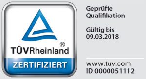 TÜV Rheinland zertifiert